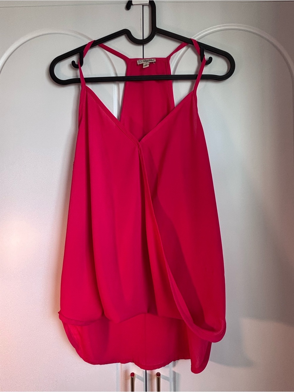 Lily White Bright Pink Draped Racerback Camisole